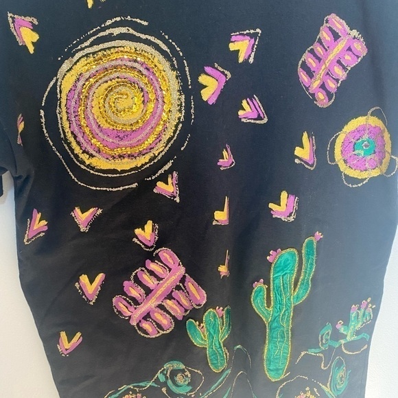 Vintage T-Shirt Traffic Jam Graphic Print Sequin Bright Spring Festival Concert - Picture 5 of 12